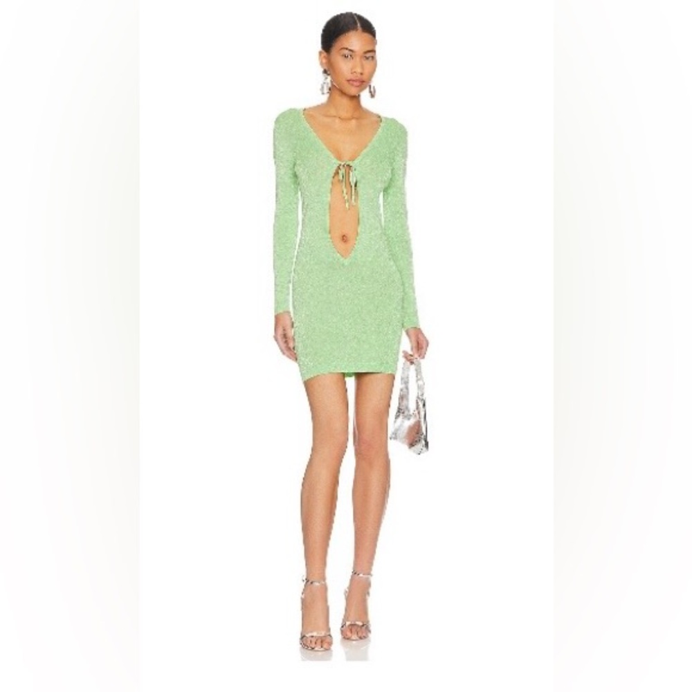Superdown Sparkly Green Long Sleeve Dress Size M